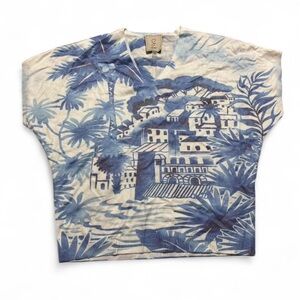 Sioni Blue and White coastal themed vintage top size XS